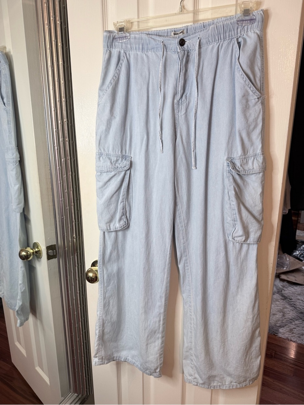 Women's Light Blue Cargo Drawstring Pants